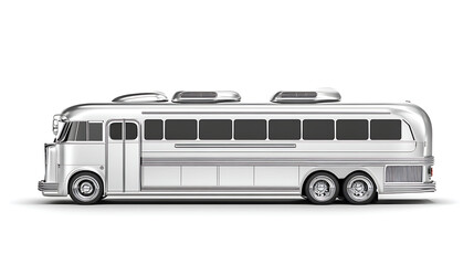 White luxury bus isolated on white background, detailed photo, png.