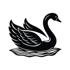 black swan on the lake vector illustration