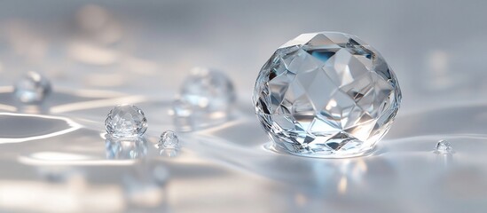 Sparkling diamonds on silk, soft background, luxury advert