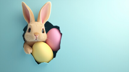 Fototapeta premium easter bunny with easter eggs