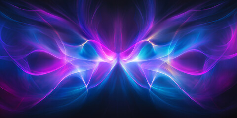 Fototapeta premium A glowing pink circle illuminates a dark blue wall