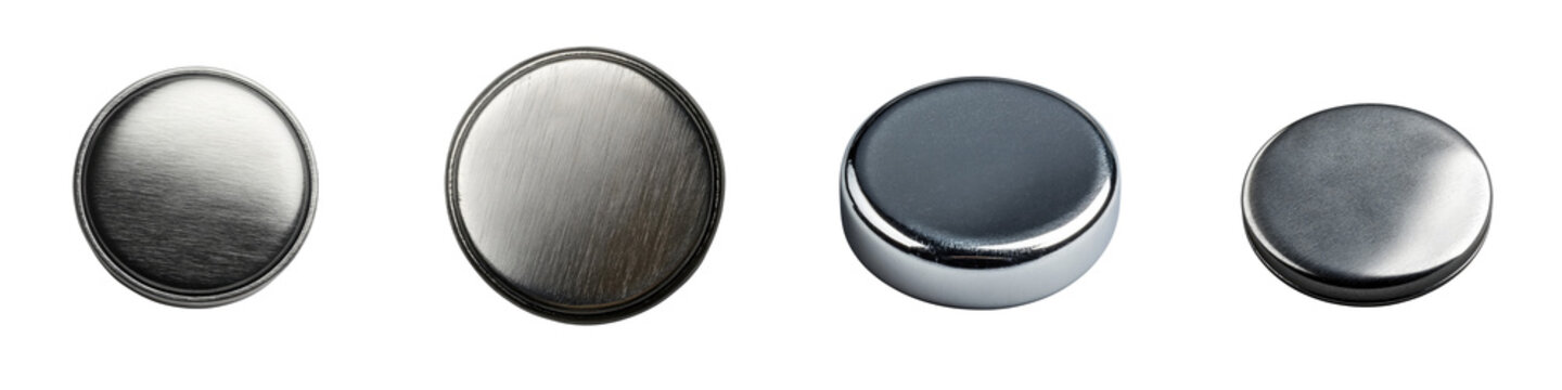 Magnetic Button &ndash; A small round magnetic button ideal for holding notes on metal surfaces. Isolated on Clear White Background Highly Detailed 