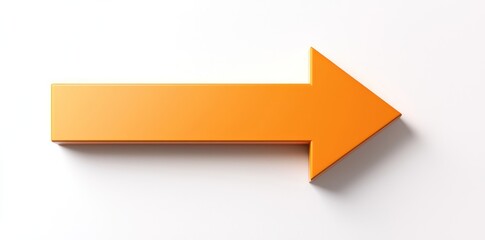 Photographic detail of an isolated orange arrow directed downward on white, high clarity.
