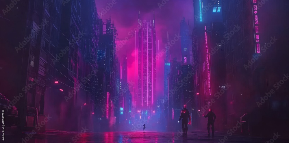 Poster a futuristic cityscape where robotic systems and smart technology seamlessly integrate with advanced