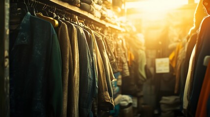 Fototapeta premium Urban Vintage Shop with Distressed Textures and Bright Light