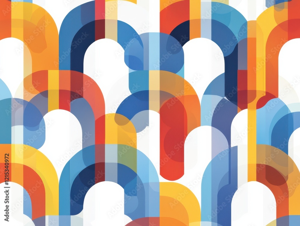 Poster vibrant geometric patterns of interlocking pentagons digital art playful yet structured visual abstr