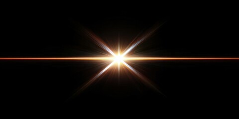A powerful, high-contrast lens flare with sharp lines of white and orange light radiating from a dark central point, suitable for sports, automotive, or adventure-based campaigns