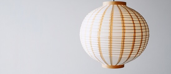 Obraz premium Hanging paper lampshade, minimalist room, interior design, soft light