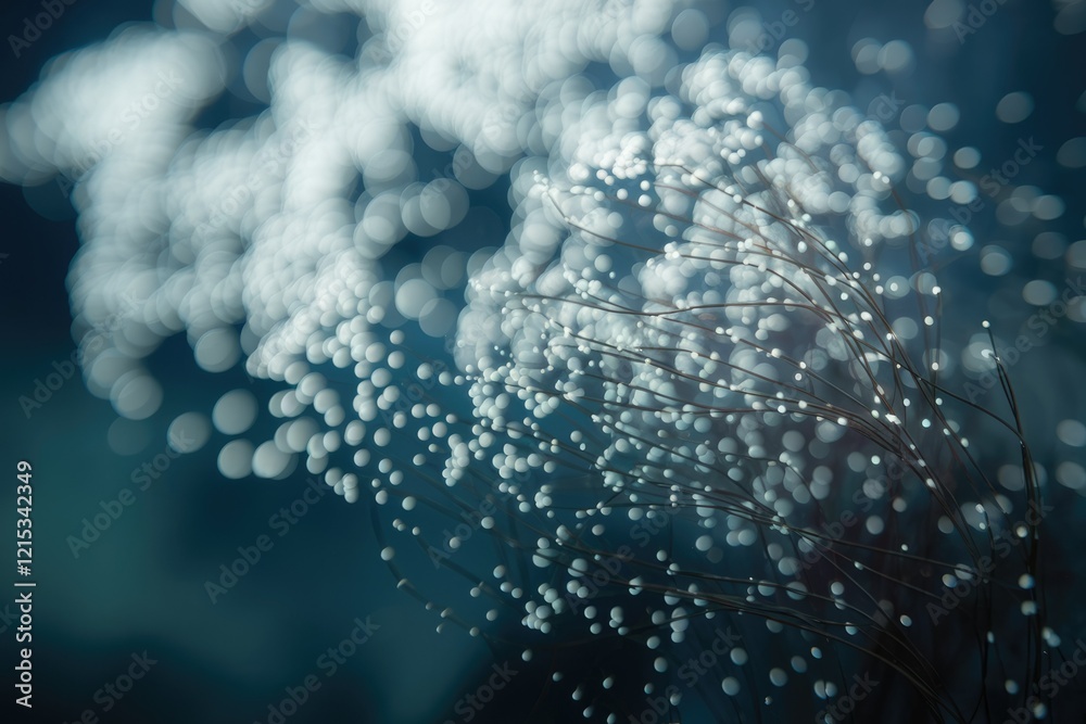 Aufkleber abstract close-up of delicate white blooms on slender dark stems, creating a dreamy ethereal effect.