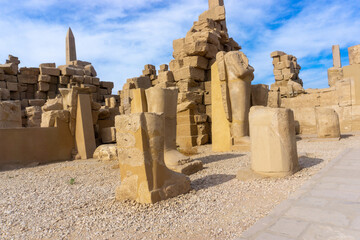 Ancient Egyptian Ruins and Stone Foundations Outside Luxor Temple Reflecting the Grandeur of an Ancient Civilization