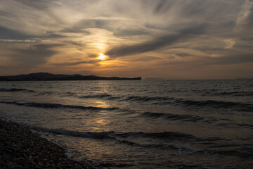 Sunset on a beach, Acharavi, Korfu, Greece