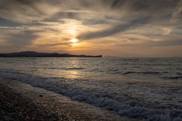 Sunset on a beach, Acharavi, Korfu, Greece