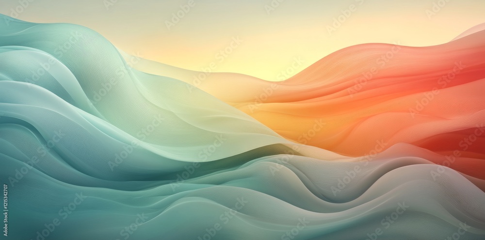 Poster an abstract piece with smooth gradients, emphasizing gentle and seamless transitions between colors,