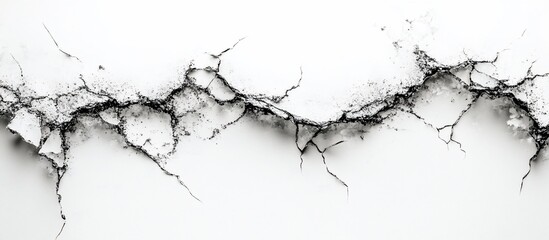 Obraz premium Wall Crack Texture, White Background, Damage, Repair