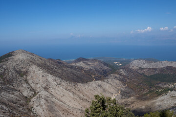 Landscape with mountains, Pantokrator, Corfu, Greece