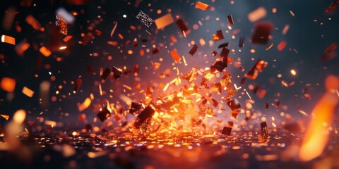 An abstract, dynamic shot of confetti pieces swirling in the air, creating a sense of motion and excitement, with a futuristic, clean background, ideal for modern marketing campaigns or event visuals