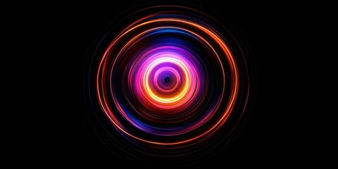 An abstract lens flare with layers of rich reds, oranges, and purples radiating outward, creating an intense focal point on a black background, perfect for dramatic or cinematic designs