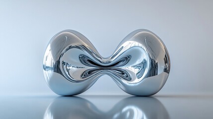 Chrome sculpture, studio, reflection, abstract, infinite loop, design, background, modern art, website header
