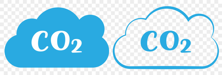 Set of co2 emission vector icons.co2 gas carbon Cloud with carbon dioxide. Reduce pollution air. Cloud with text (CO2) icon illustration, CO2 reduction vector logo set collection for web app