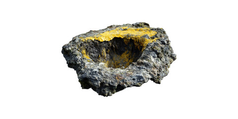 Sulfur and rock mineral formation isolated on transparent background