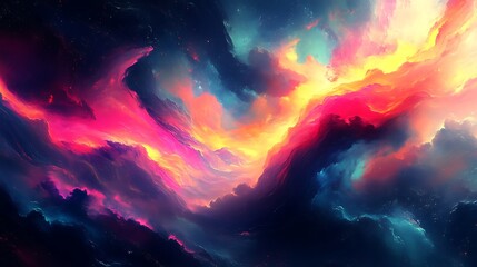 Vibrant Cosmic Cloudscape A Celestial Painting