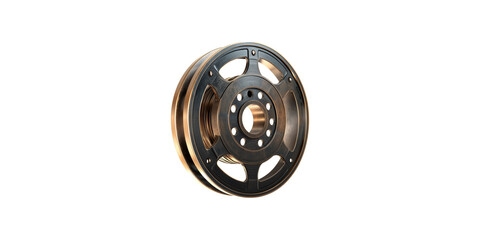 Vintage metal film reel isolated on transparent background