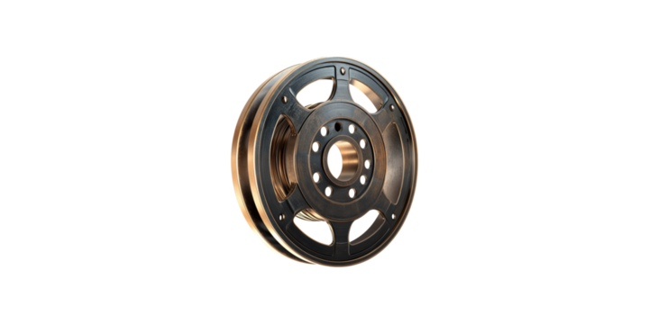 Vintage metal film reel isolated on transparent background
