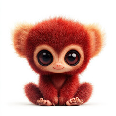 Obraz premium Adorable Red Furry Baby Animal Sitting.