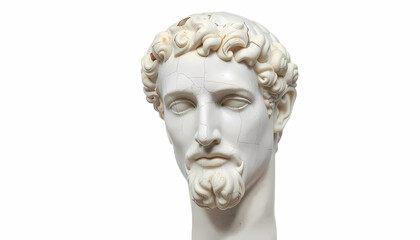Obraz premium Classical marble bust of a male figure with detailed features and curly hair.