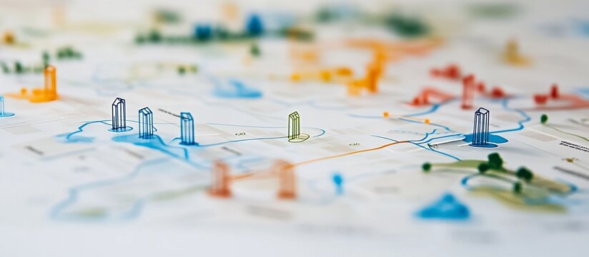 Cityscape model map showing urban planning and development