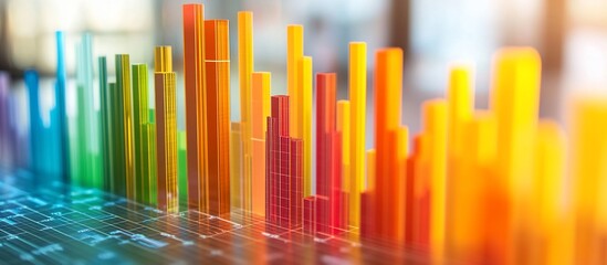 Obraz premium Colorful data graph on screen, office background, financial analysis
