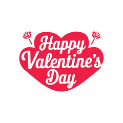 Happy Valentine's Day greeting, romantic Typography Template, vector Design. Valentine's Day sticker, Banner, wallpaper, heart, rose elements background&mdash;isolated illustration poster 14 February. 