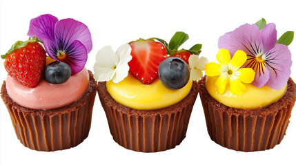 cupcakes with cream and strawberry