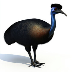 Fototapeta premium Cassowary: Dark plumage, vibrant blue neck, and distinctive casque.