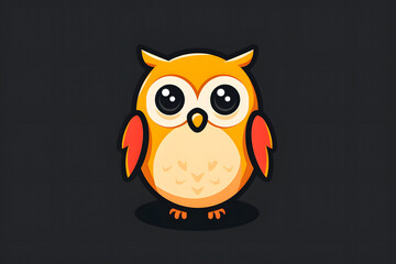 Obraz premium Flat colorful logo of a cute owl in cartoon style