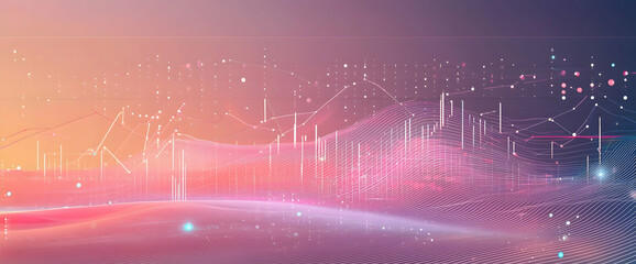 A futuristic scatter plot on a smooth gradient background.