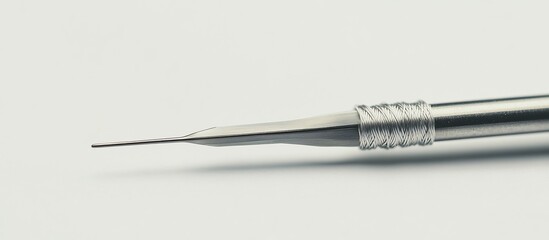 Fototapeta premium Precision medical tool on white background, sterile environment, surgical use