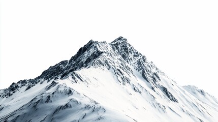 Obraz premium Snowy peak, winter mountain, landscape, white background, nature, travel brochure