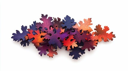 Autumn leaf art design, colorful, studio shot, white background, craft