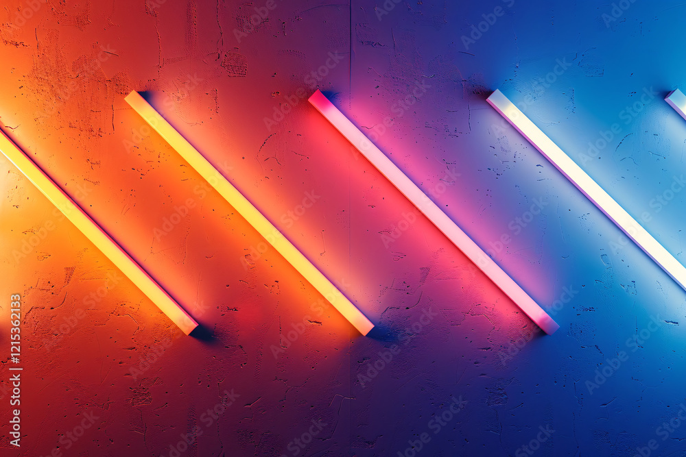 Aufkleber vibrant abstract background with illuminated neon tubes casting light on a textured wall