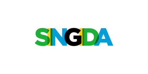 Singida in the Tanzania emblem. The design features a geometric style, vector illustration with bold typography in a modern font. The graphic slogan lettering.