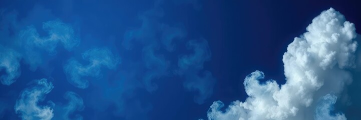 Deep blue abstract background with swirling clouds of white and gray, texture, swirl