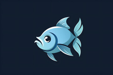 Fototapeta premium Flat colorful logo of a cute fish in cartoon style