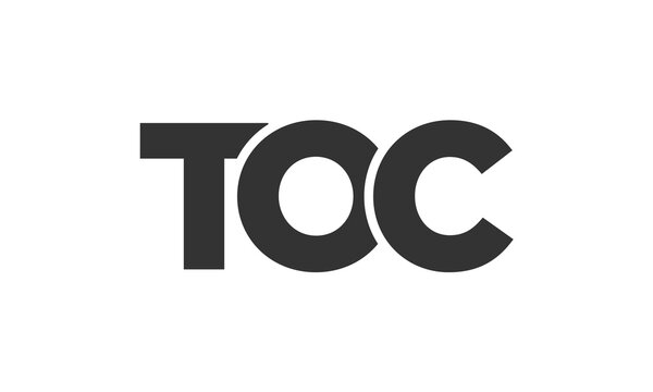 TOC logo design template with strong and modern bold text. Initial based vector logotype featuring simple and minimal typography. Trendy company identity.