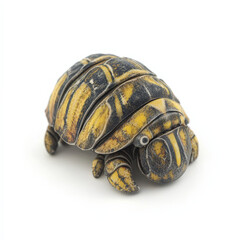 Fototapeta premium Yellow and black segmented isopod, detailed close-up.