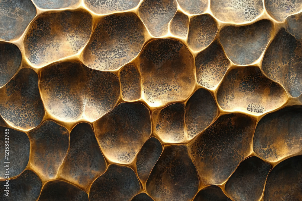 Aufkleber Abstract bronze texture with a unique pattern of uneven, organic shapes creating a visually captivating surface.