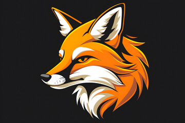 Obraz premium Flat colorful logo of a cute fox in cartoon style