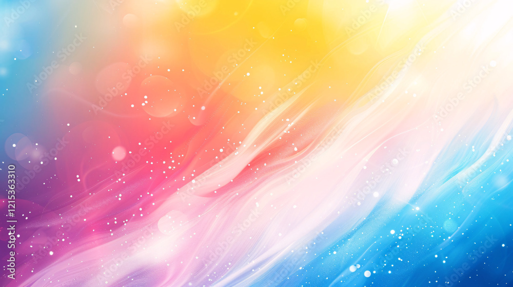 Aufkleber summer design: abstract pastel background with wavy pattern and bokeh lights