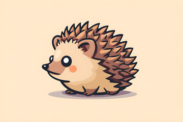 Flat colorful logo of a cute hedgehog in cartoon style
