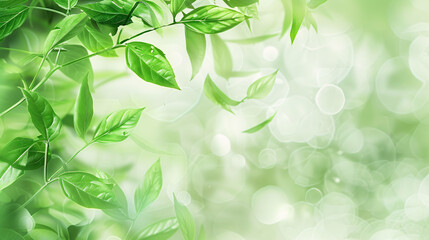 Obraz premium Spring foliage with green leaves growing on sunlit branches